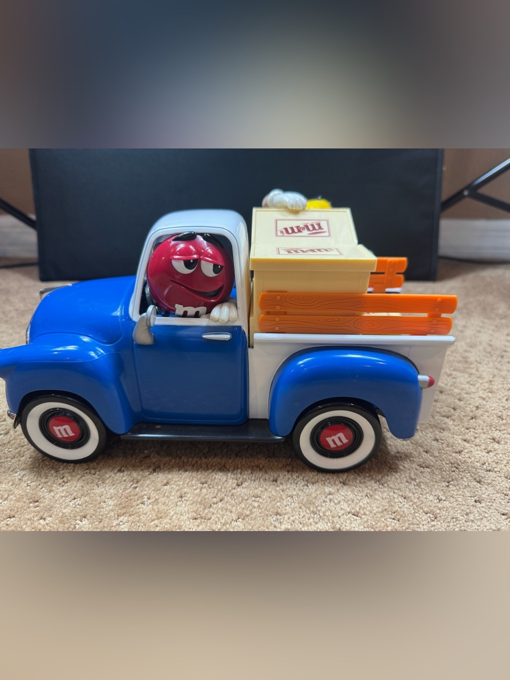 M&M's “Sweet Wheelin'' Red's Garage Blue Pickup Truck Candy Dispenser.